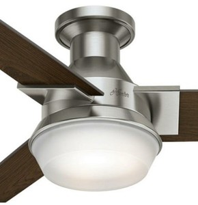 52 Led Ceiling Fan 3 Blade Low Profile Sleek Modern Retro Brushed