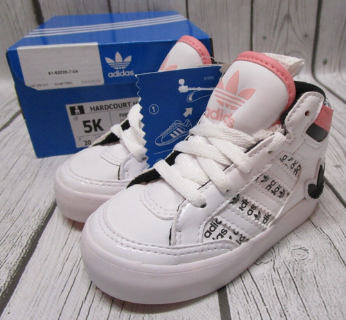 Adidas FV6980 Hardcourt Hi Sneakers Shoes - Size 5K Little Kids Children Pink - Picture 2 of 6