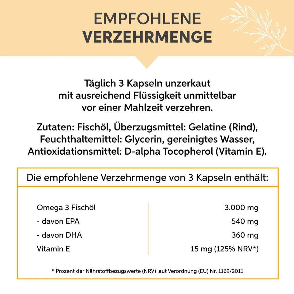 Omega 3 Kapseln 1000mg | Fischöl hochdosiert 3000mg Tagesdosis 18% EPA & 12% DHA - Bild 4 von 4