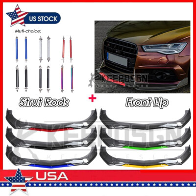 CARBON FIBER Front Bumper Lip Splitter Body Kit Parts Rods for Audi A6 C6 C7 C8