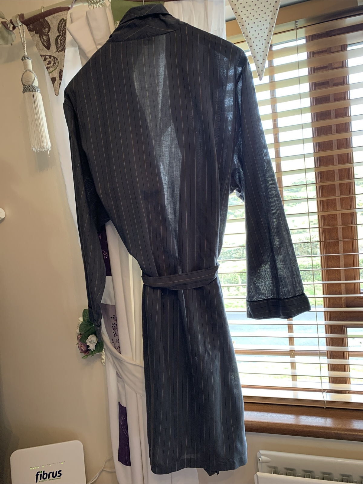 Men’s Thin Grey Stripe Extra Large Dressing Gown Robe XL eBay