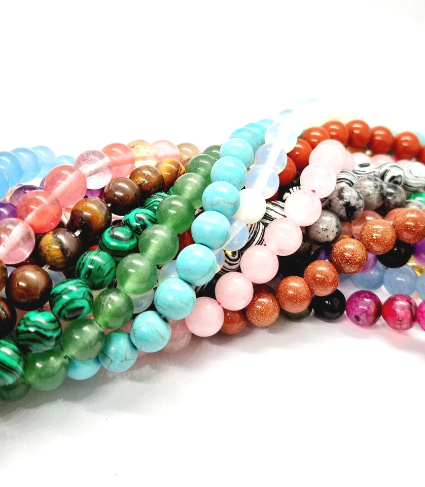 Semi Precious Gemstone Beads Jewellery Making Round Natural Stone 4 6 8 10mm - Image 3 of 4