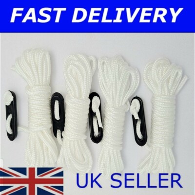 NEU X4 WEISSE Abspannleine Seile 2,4 m 4 mm Zelt Camping Pavillon helles Seil