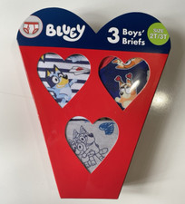 3 Pack Boys Bluey Briefs Size 2T/3T 27 lb. to 34lb. Blue/Gray 100% Combed Cotton