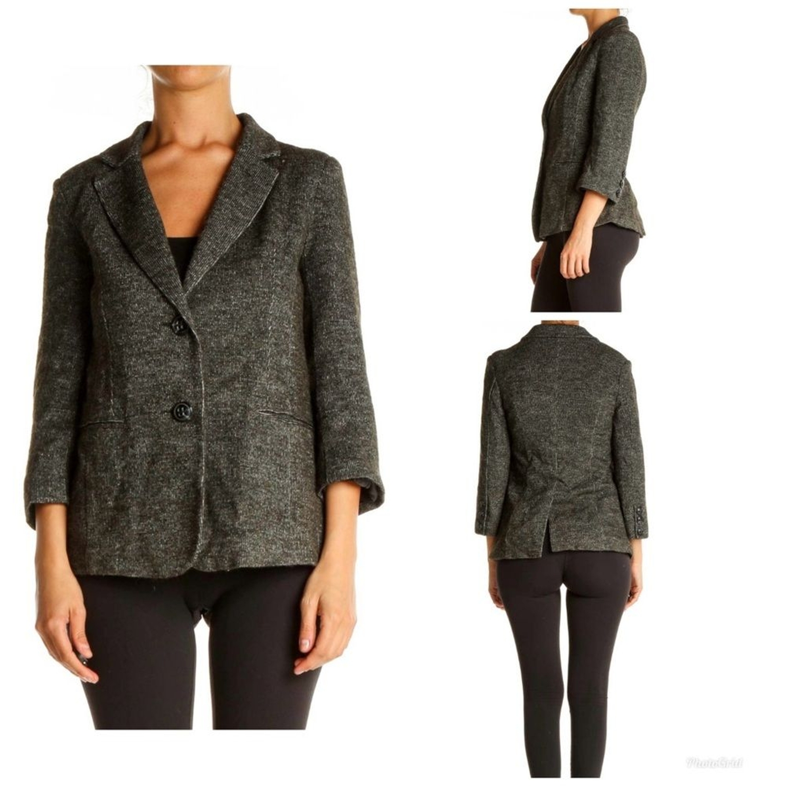 Cartonnier Women’s Grey Knit Two Button Blazer Size M Gem