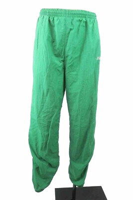 VTG 80s Green Track Jogging Asics Nylon Windbreaker Pants Lined Swooshy L