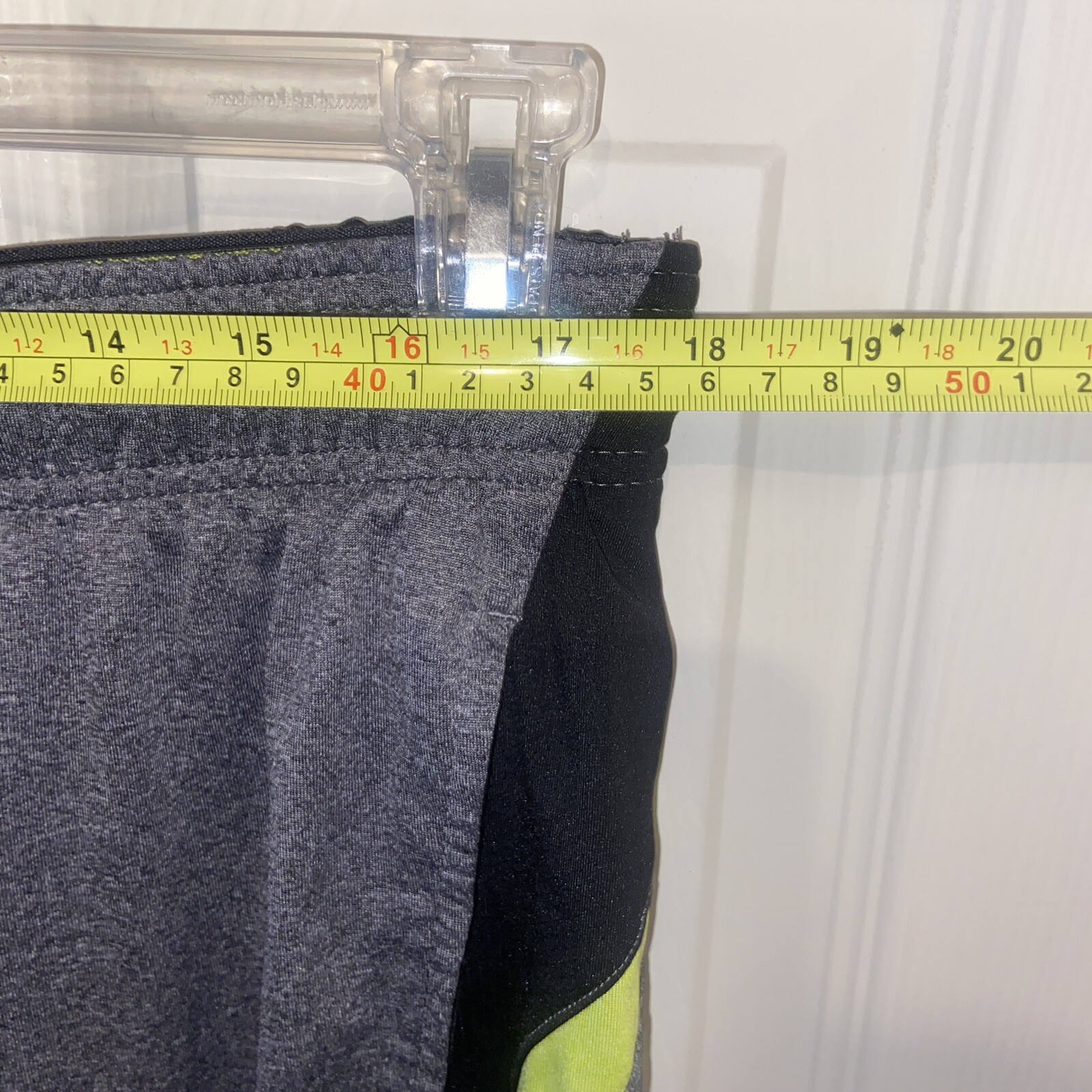 Reebok mens athletic shorts Medium Gray Yellow Black thumbnail 4