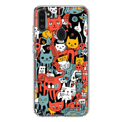 For Samsung Galaxy A11 Shockproof Case Psychedelic Cats