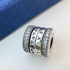 Genuine Pandora 925 Sterling Silver Forever Pandora Clear CZ Bead Charm