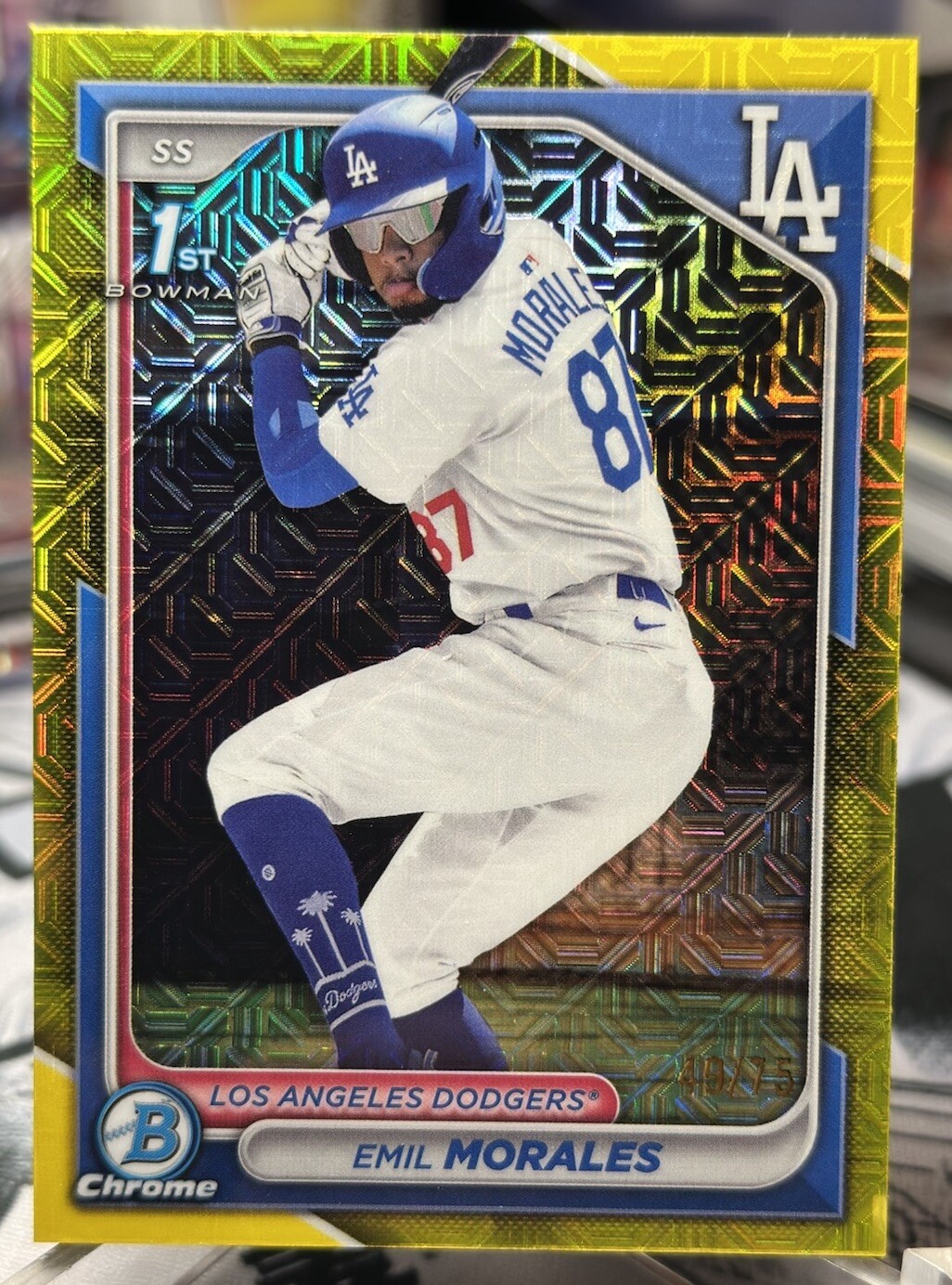 Emil Morales (( #/75 YELLOW Refractor )) 2024 Bowman Chrome BCP-221