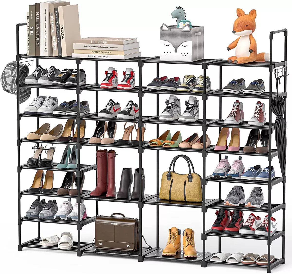 8 Tiers 64 Pairs Shoe Rack Organizer Metal Shoe Shelf Shoe Storage Free  Standing