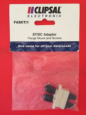 CLIPSAL FASCT/1 SC/ST Adaptor Flange Mount & Screws Fibre Multimode Duplex