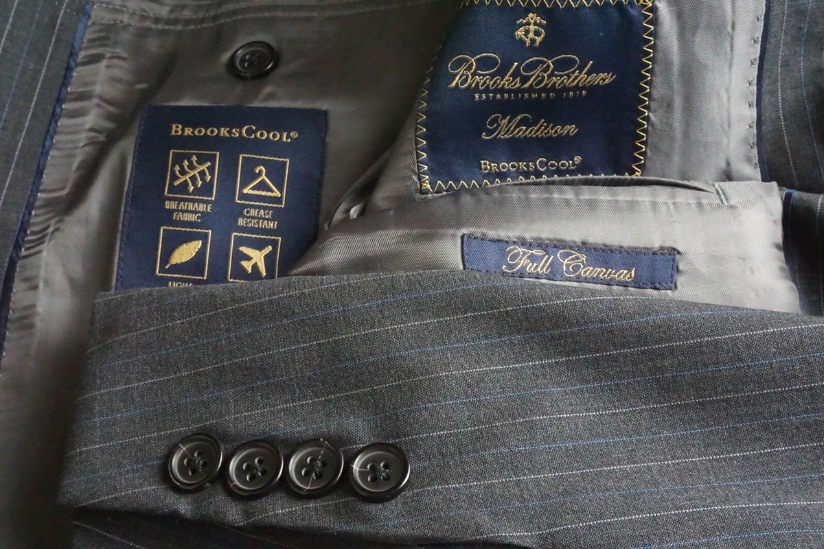 Brooks Brothers Madison Brookscool Gray Blue White Striped 2 Pc