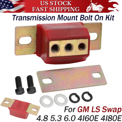 Red Polyurethane Transmission Mount Kit For GM LS Engine Swaps (4.8, 5.3, 6.0) – Fits 4L60E, 4L80E