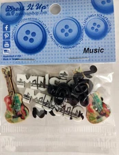 Dress It Up Music Buttons & Embellishment- Guitar Music Notes Treble Clef 096