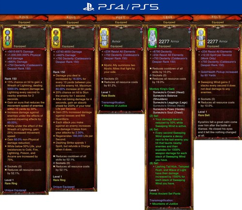 Diablo 3 PS4/PS5 Softcore | Set monaco antico moddato primal | abito da re scimmia - Foto 5 di 5