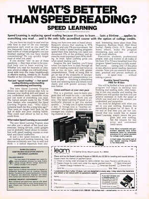 Learn Incorporated Speed Learning Omni Magazin Anzeige 1980 Anzeige 8'' x 10,75''