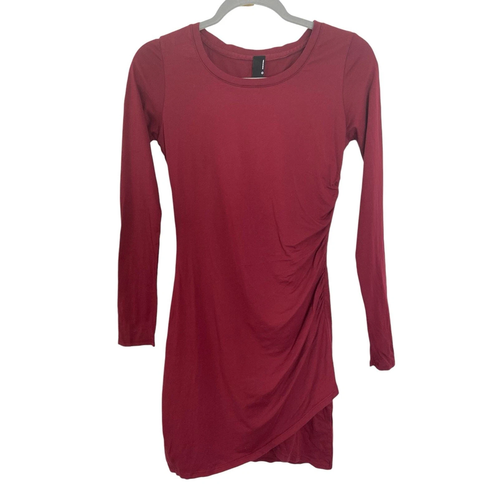 Bobi Supreme Jersey Bodycon Mini Abito Increspato Surplice Manica Lunga Pinot Taglia S