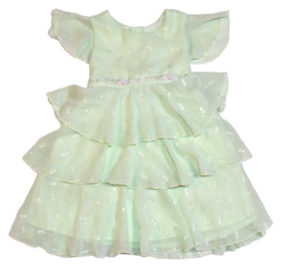 NWT Vintage Genuine Rose Girls Toddler Light Green Floral Dress Gown Size 4T 