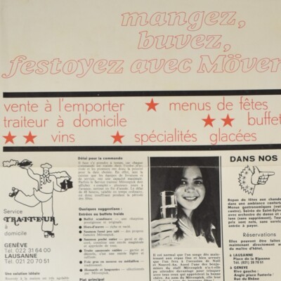 Original 1971 Movenpick Restaurant Menu Geneva Geneve Lausanne Switzerland