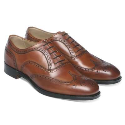 Joseph Cheaney Arthur III Oxford Dress Shoes Leather Brown Size 8 Arthur III Oxford Brogue in Mocha Calf Leather – Brooklyn  main image 4