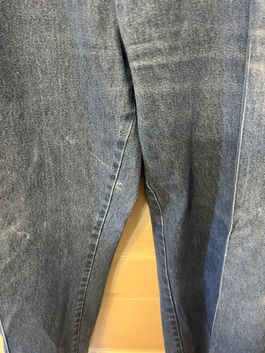 Haggar Jeans Mens 44x30 Blue Denim Classic Fit Adjustable Waist Pleated Retro H1 - Picture 2 of 4