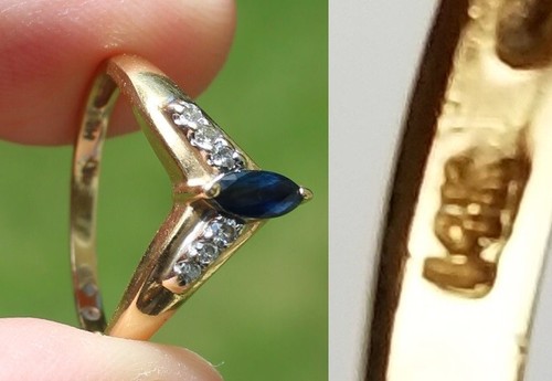 Estate Sale! 14k GOLD solid ring TOPAZ & DIAMONDS size 6.5 womens TESTED