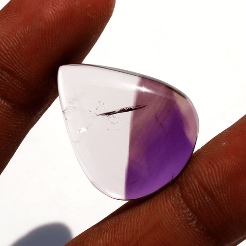 32 Cts Natural Amethyst Inclusion In Quartz 26.6mmx21.3mm Pear Cabochon Gemstone - Picture 13 of 15
