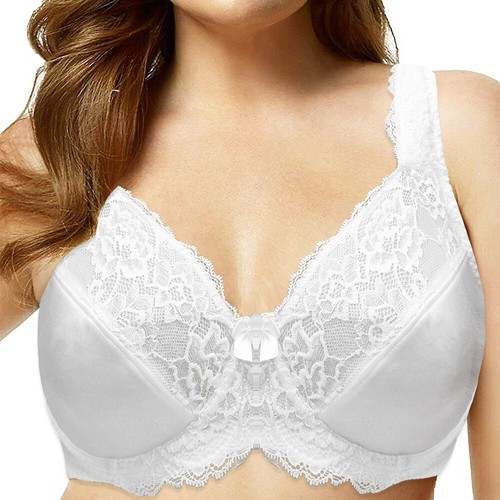 Ladies Underwired Full Cup Bra Large Bust Lace Firm Hold Plus Size B/C/D/DD/EFGH - Picture 6 of 36