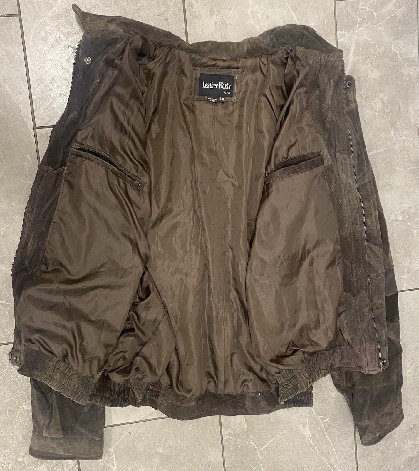 LeatherWorks 3X Brown Suede Patchwork Bomber Jack… - image 10