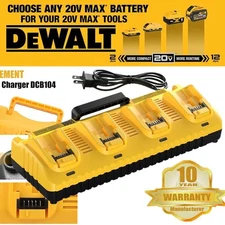 For Genuine DEWALT 4-Port DCB104 Fast Charger 12V/20V Max Lithium XR DCB205