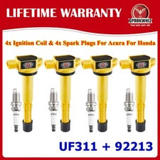 For 2003-2007 Honda Accord Element 2.4L UF311 4X Ignition Coils + 4X Spark Plugs