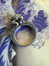 Blue London Topaz Sterling Silver Caryatid Ring Size 7