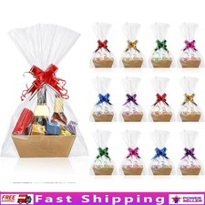 Gift Basket Set W/ 12 Baskets 20 Plastic Bags 18 Colorful Bows Parties New