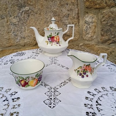 Johnson Brothers Frisches Obst Teekanne Milchkännchen und Zuckerdose Set
