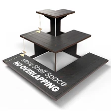 Corner Black Wooden Tiered Display Stand for Vendor Events, Display Shelves f...