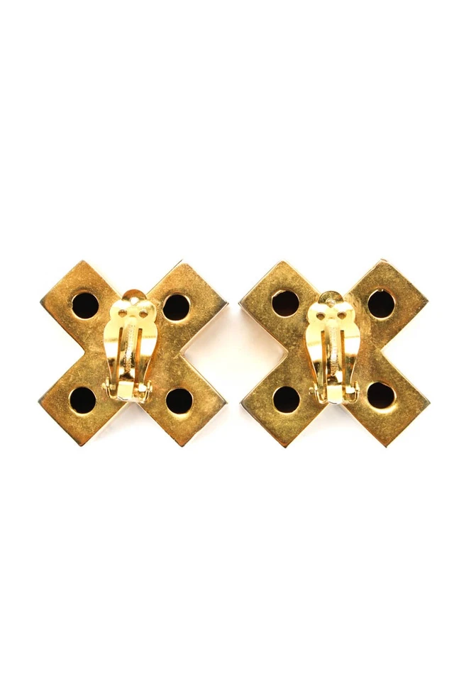 Robert Lee Morris Womens Vintage Gold Plated X Clip-On Earrings - Image 3 of 4