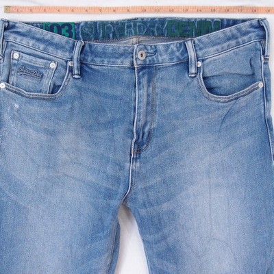 Herrens SuperDry 03 TYLER Slim Gerades Bein Elasthan Blau Jeans W38 L30