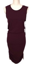 NWT Calvin Klein Dress Ruching Bodycon Sleeveless Jersey Stretch Purple Size 8