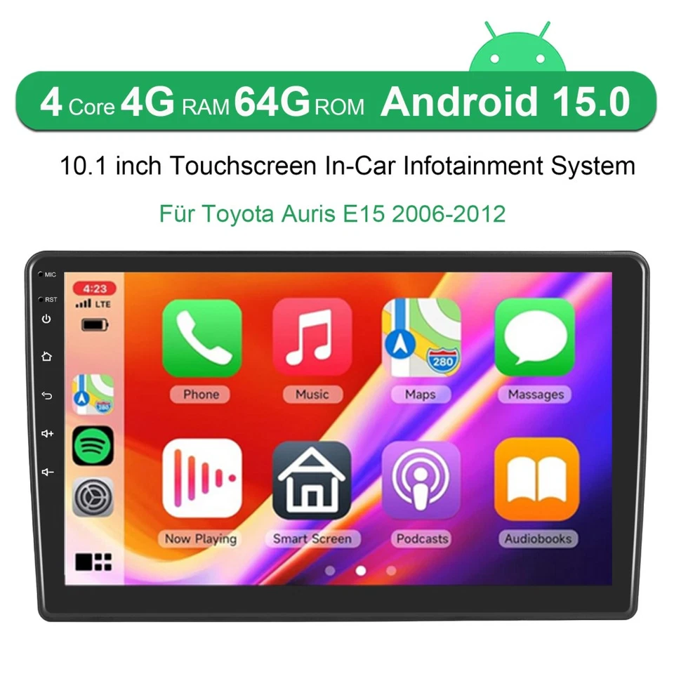 Für Toyota Auris 2006-2012 Autoradio Apple Carplay Android 15 GPS Navi BT Kamera - Bild 2 von 4