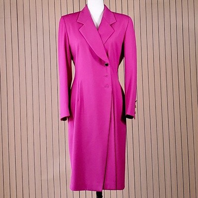 Escada Margaretha Ley Vintage Pink Wool Coat Dress DE 38 UK 10 Germany