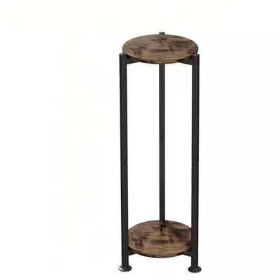 2-Tier round Metal Flower Storage Plant Shelf Holder for Living Room Balcony Gar