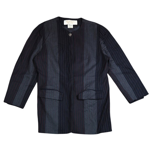 80er Jahre Nina Ricci Edition Boutique Paris Damen gestreifte Wollmischung Jacke Made in F