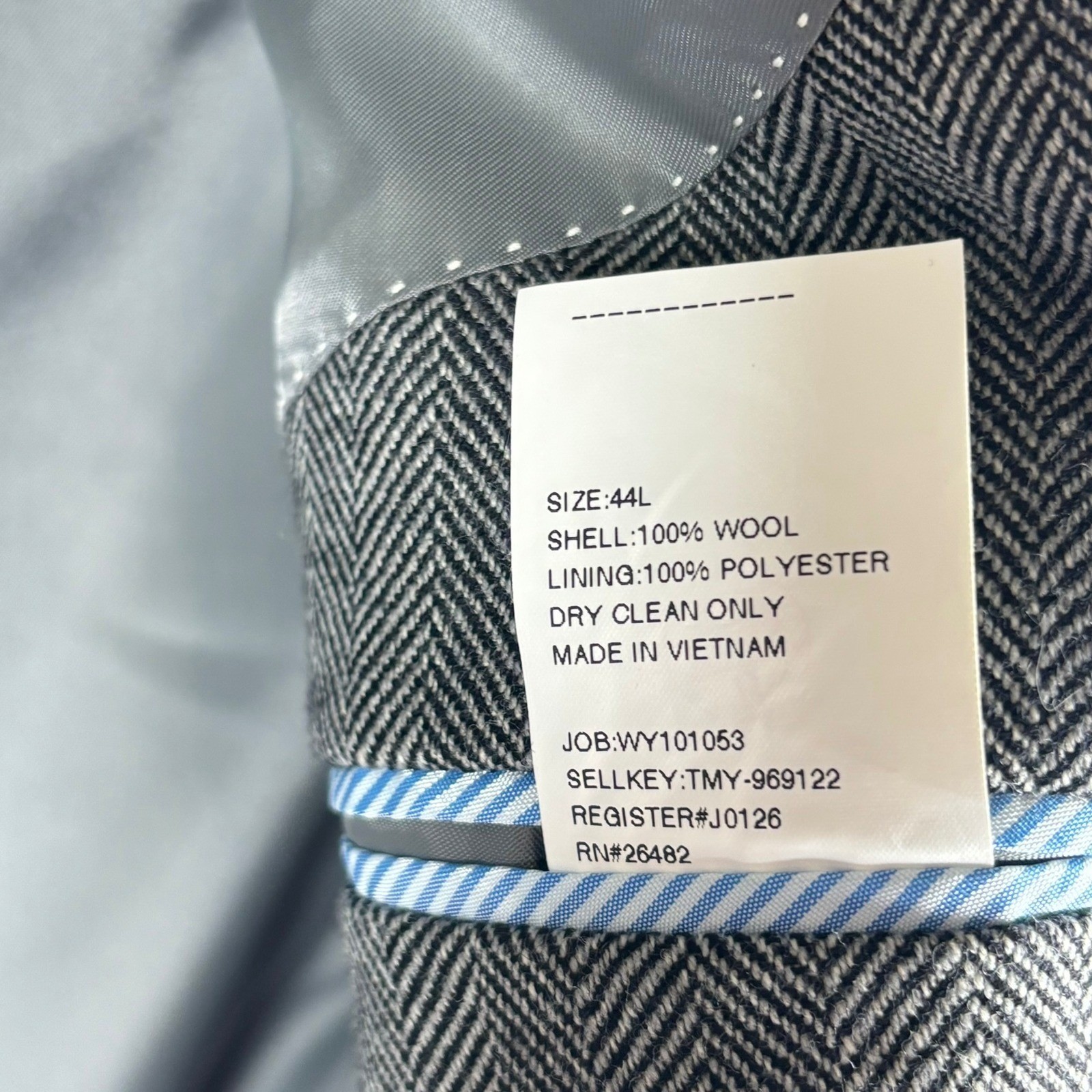 Tommy Hilfiger Herringbone Sport Coat Blazer Gray  100% Wool Suit Jacket 44L thumbnail 7