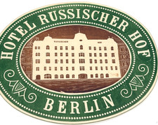 c1930-40s Hotel Russischer Hof Berlin Germany Luggage Label