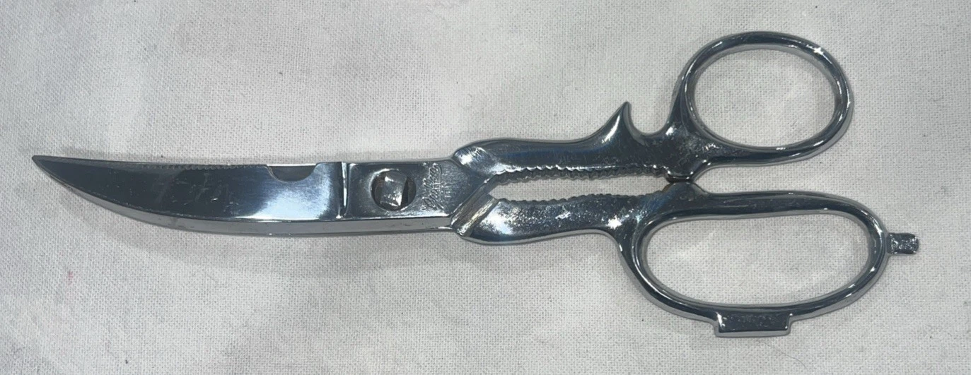 Vintage Griffon Scissors Chrome 8in Take Apart Serrated Kitchen Shears Italy