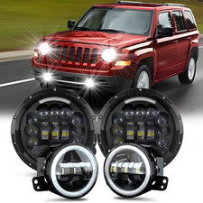 For 2003-2007 Jeep Liberty 7inch Round Led Headlights 4inch Led Fog Light Combo