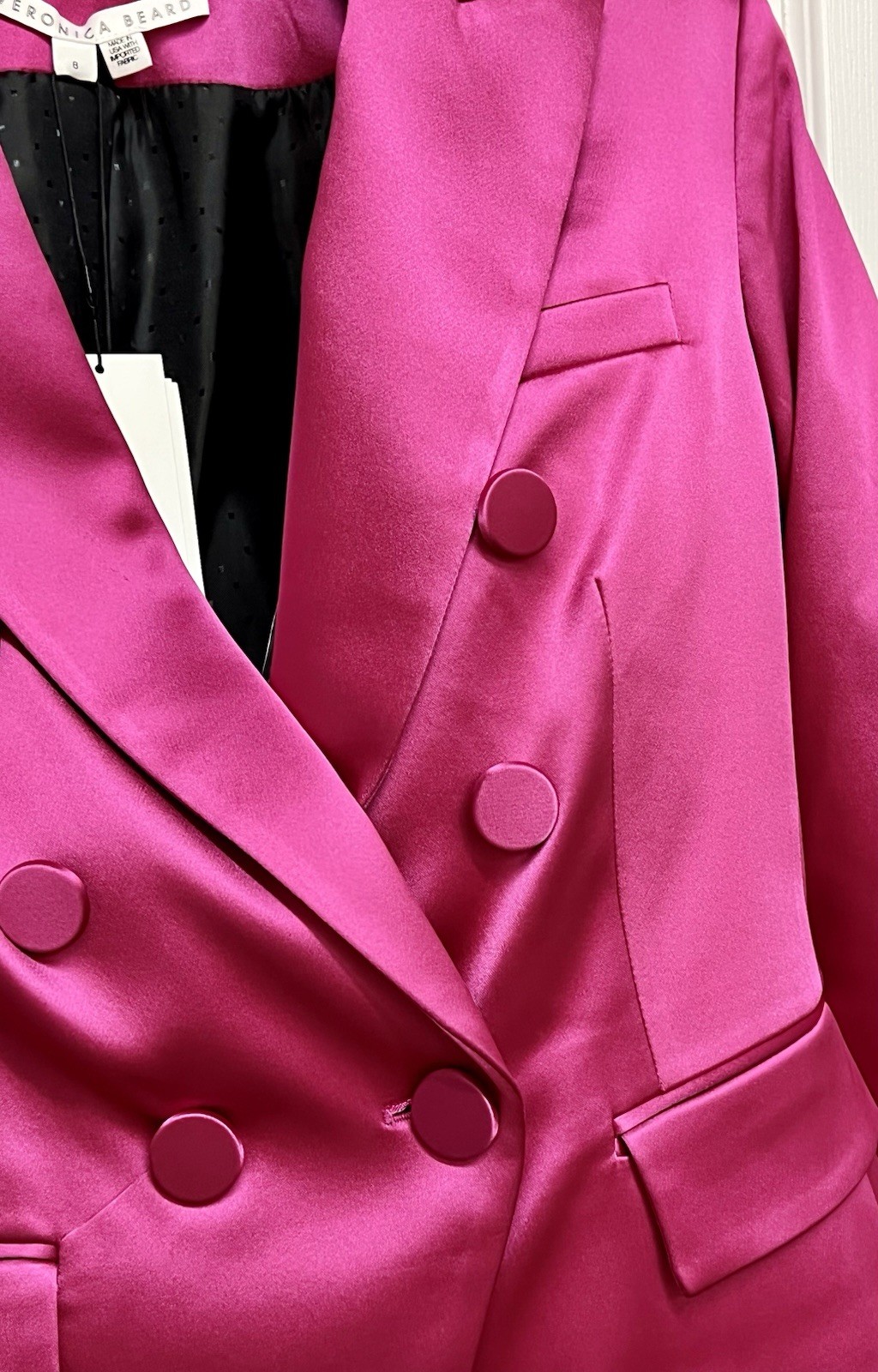 NWT! Rare! Veronica Beard Miller Dickey Satin Jacket Hot Pink US 10. MSRP $675 image 7