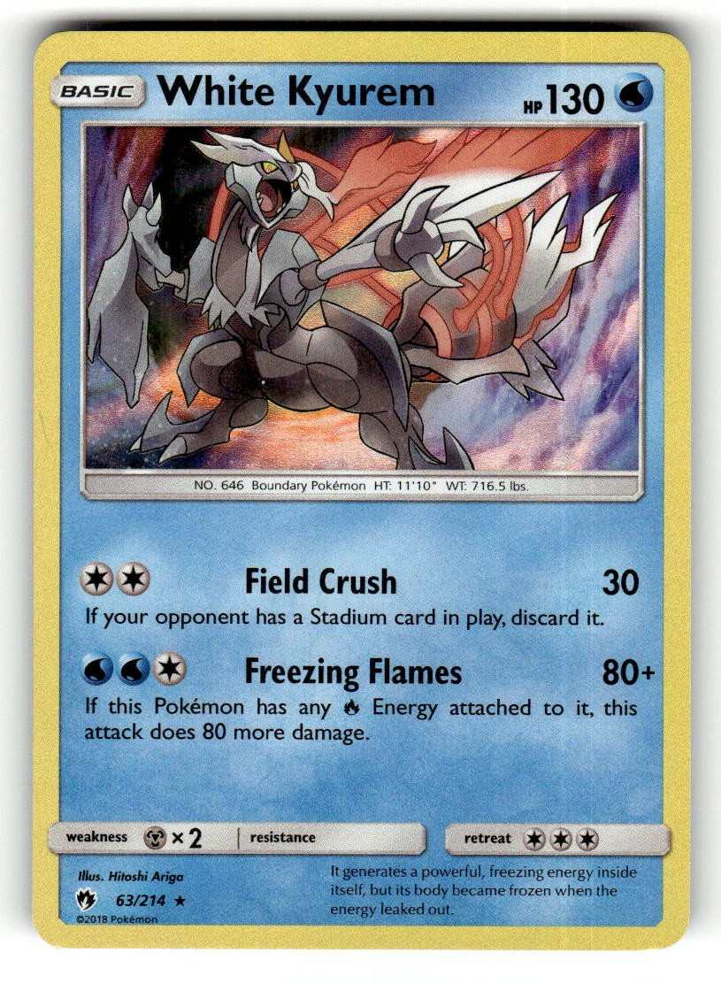 White Kyurem 63/214 Rare Lost Thunder Holo Pokemon Near Mint