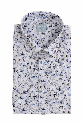 Marvelis Hemd Comfort Fit Kurzarm beige blau geblümt 7012.12.22